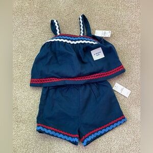 Old Navy Blue Two-Piece Set with Red, White and Blue Trim 12-18 months